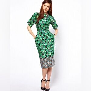 ASOS "Wiggle" Dress in Border Wallpaper Print